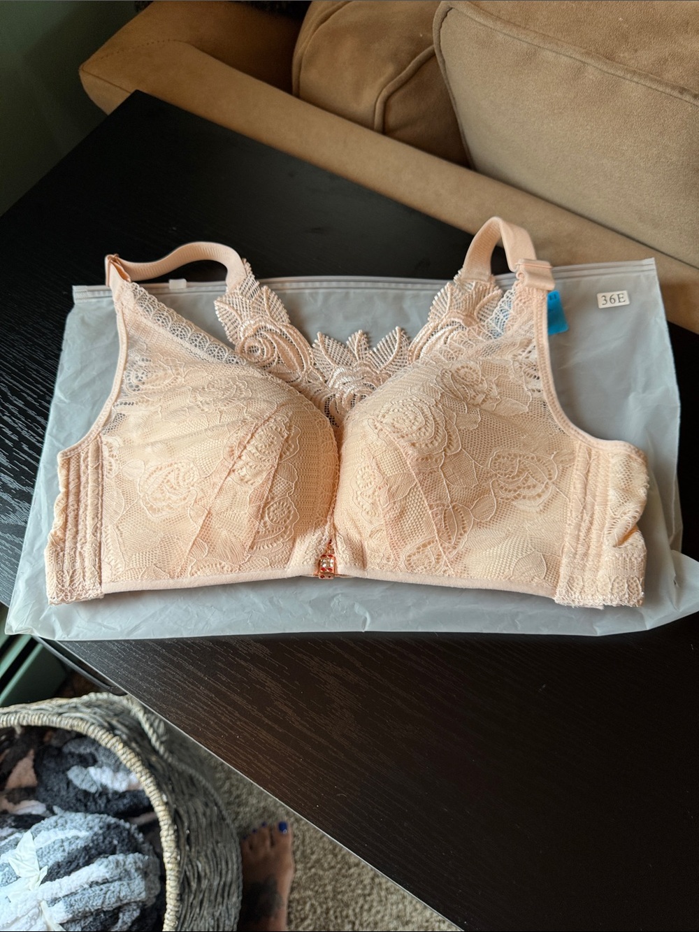 Lace Full-Coverage Wireless Bra - Peach Blossom